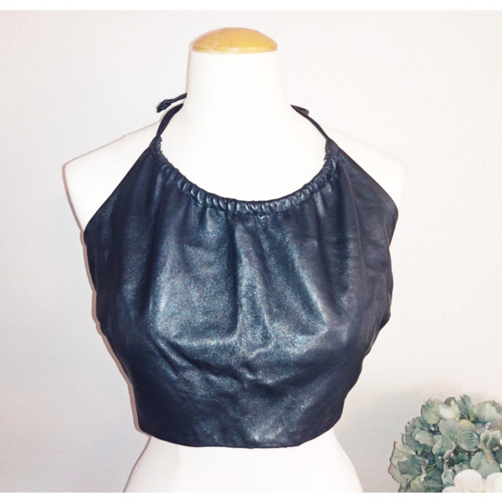 Leather Network black leather top